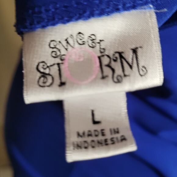 Sweet Storm Blue Fitted Dress - Women's Large - Picture 2 of 9